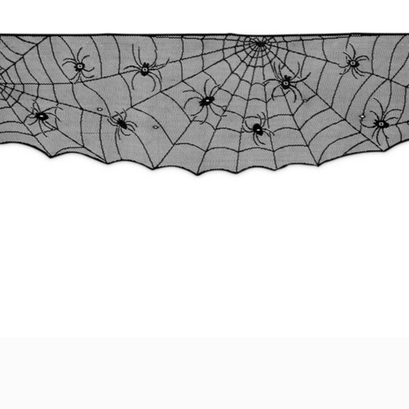 Black lace light up spider web mantel scarf 96" - Picture 3 of 11